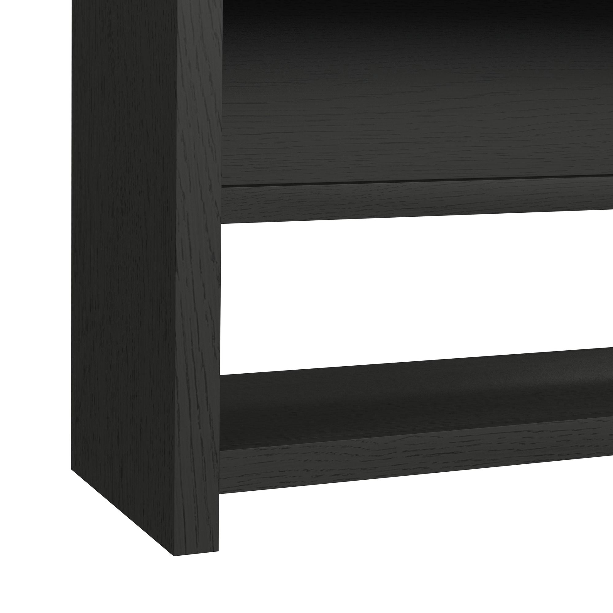 Ridgemont Sofa Table With Bottom Shelf In Black With Grain
