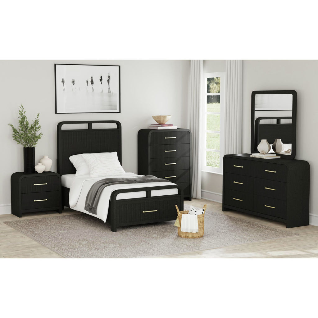 Ridgemont 5-Drawer Chest In Black With Grain