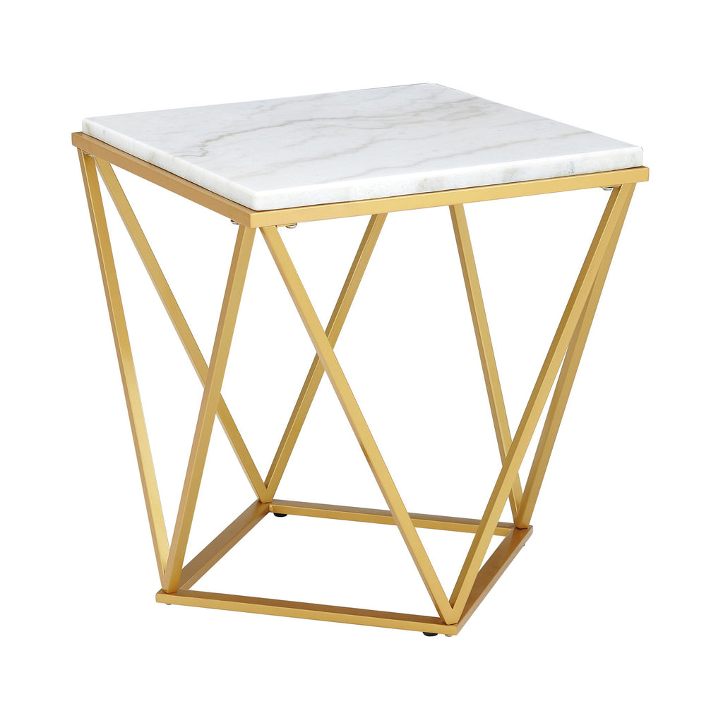 Riko Square End Table w/Gold Metal Leg