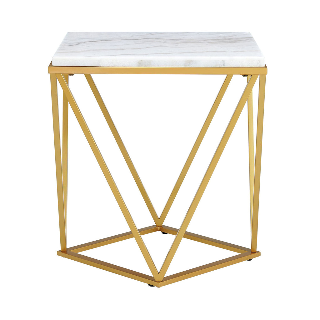 Riko Square End Table w/Gold Metal Leg