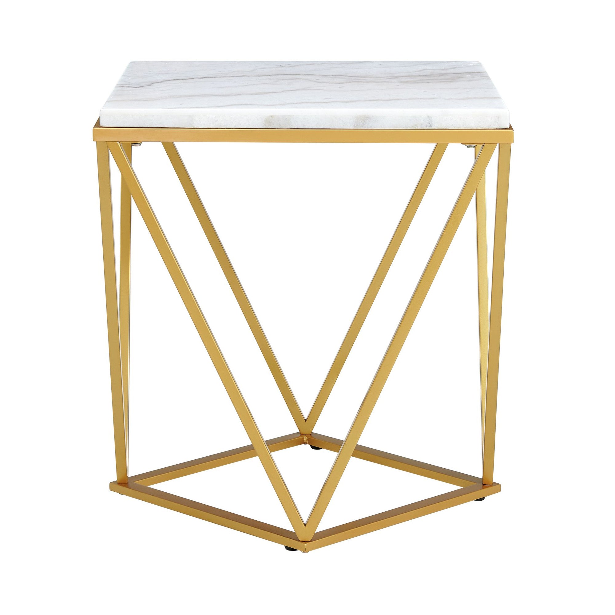 Riko Square End Table w/Gold Metal Leg