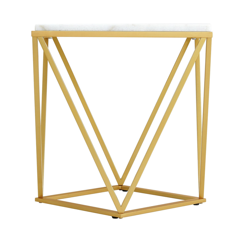 Riko Square End Table w/Gold Metal Leg