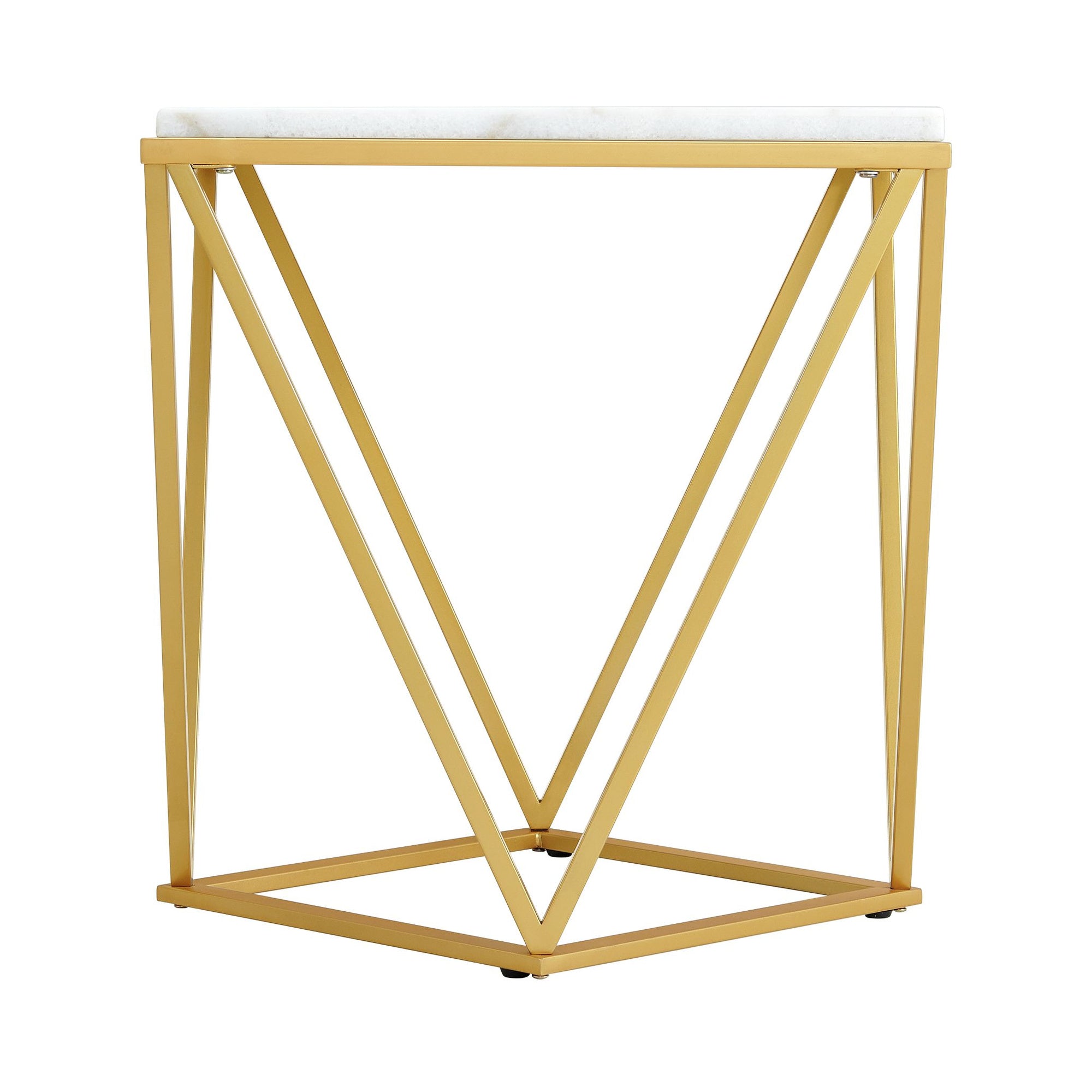 Riko Square End Table w/Gold Metal Leg