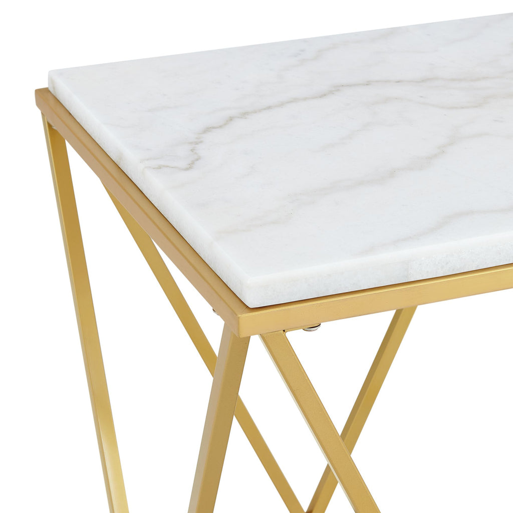 Riko Square End Table w/Gold Metal Leg