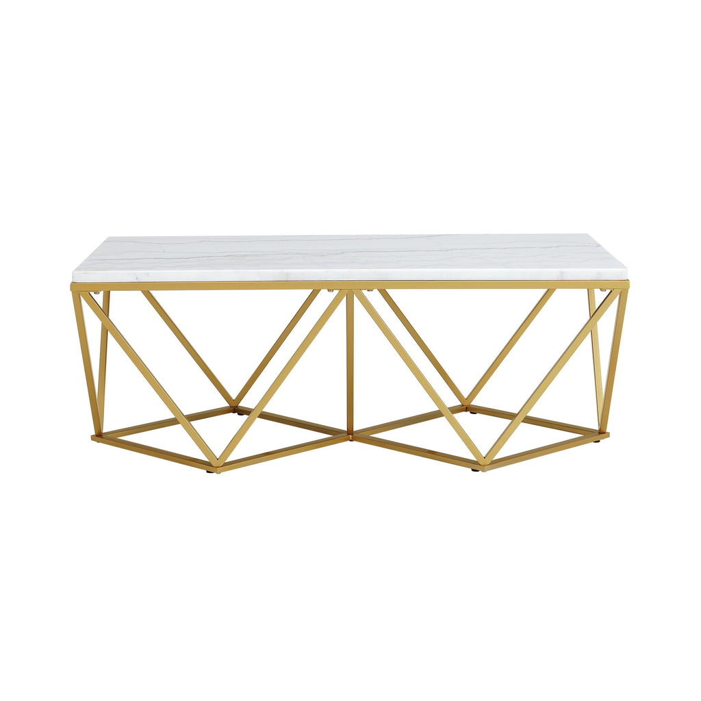 Riko Rectangular Coffee Table w/Gold Metal Leg