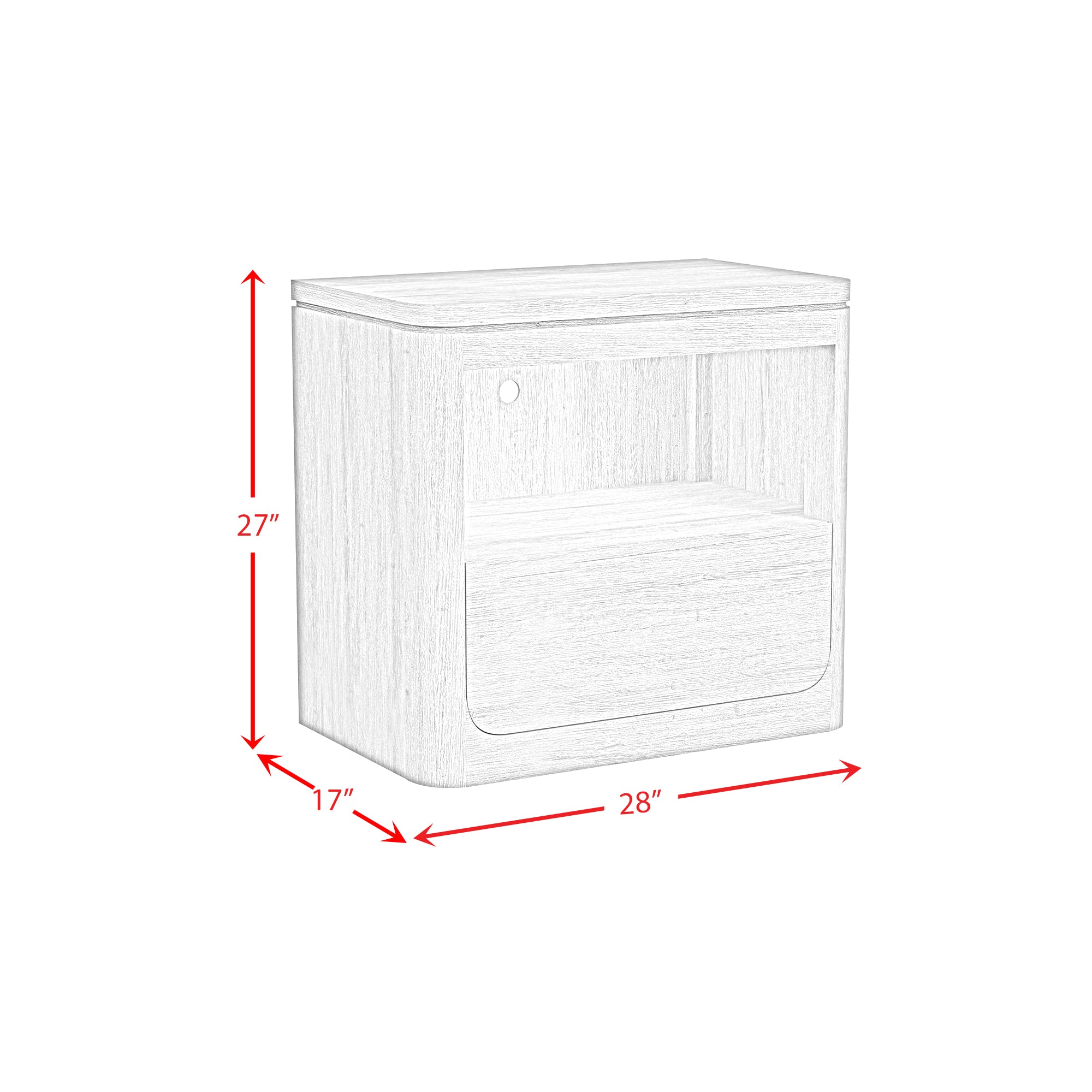 Rosalie Nightstand With Usb And Led In Black
