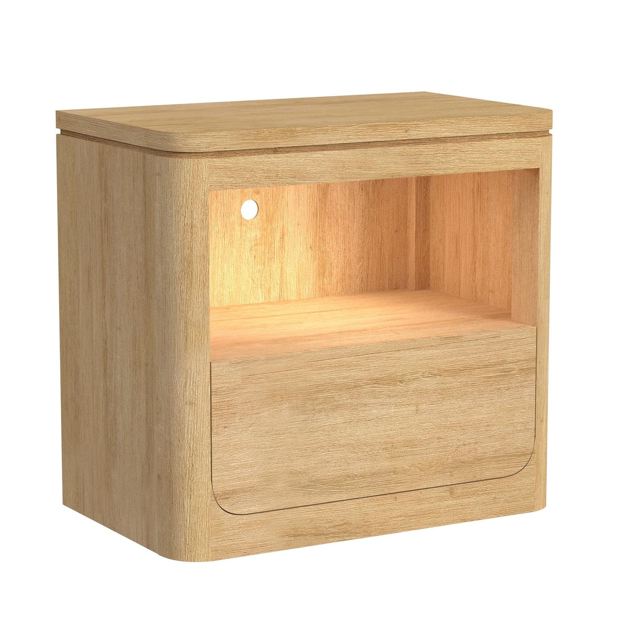 Rosalie Nightstand With Usb & Led In Natural