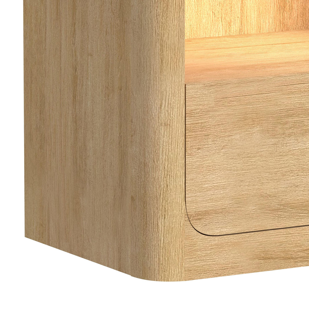 Rosalie Nightstand With Usb & Led In Natural
