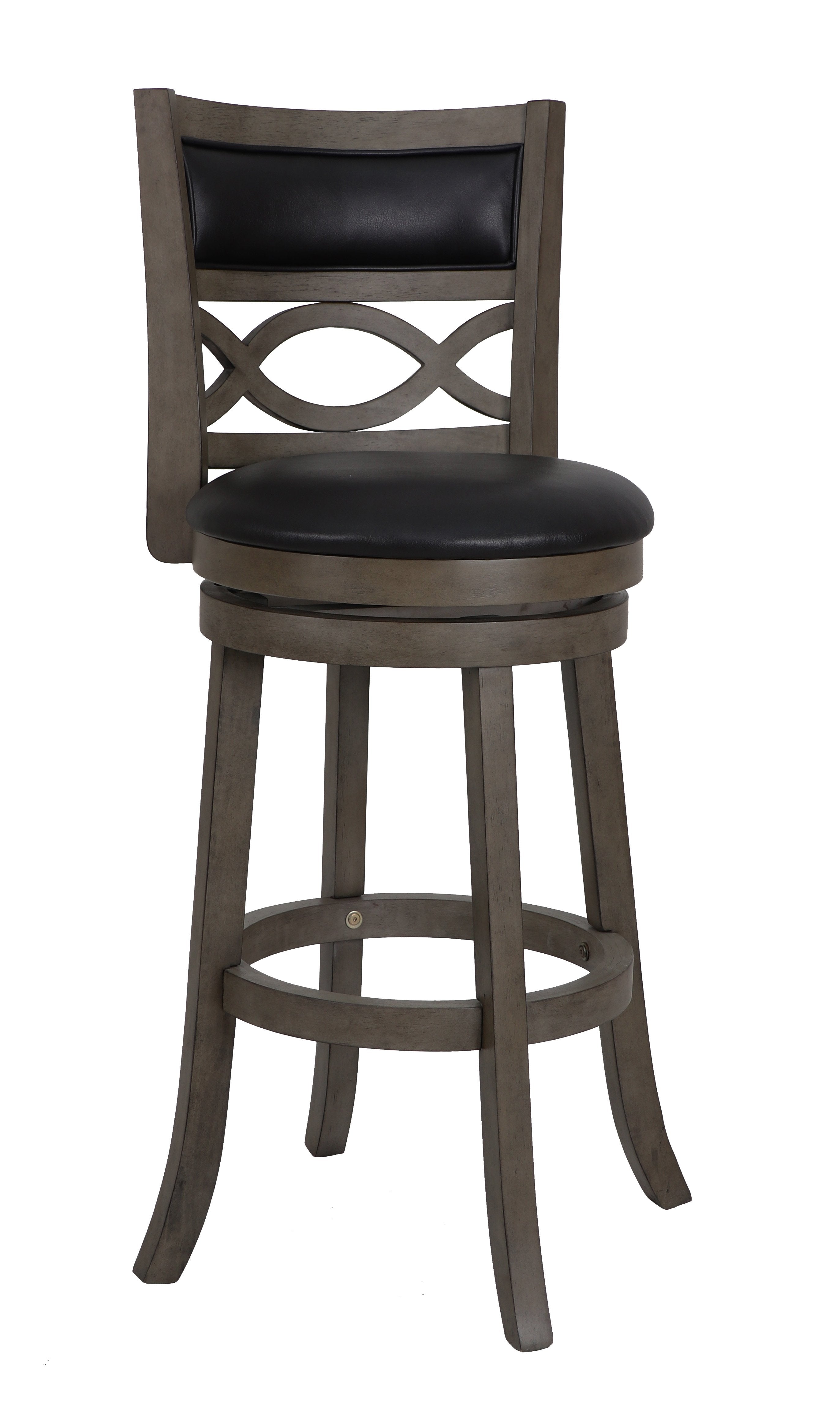Manchester 29" Bar Stool w/Black PU Cushions-Gray
