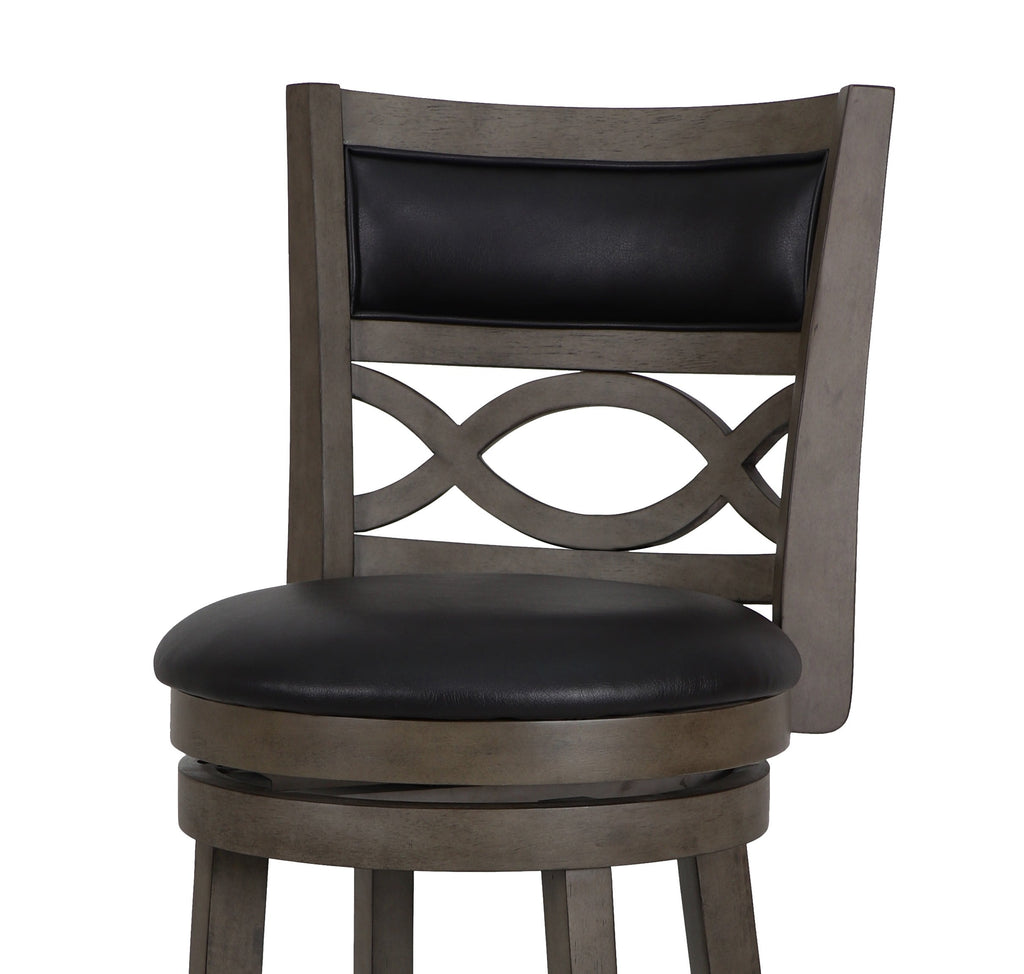 Manchester 29" Bar Stool w/Black PU Cushions-Gray