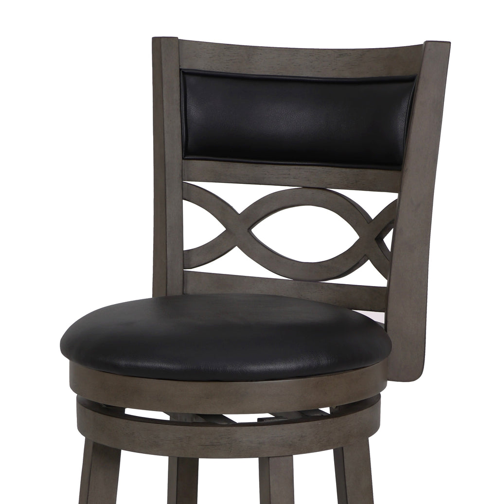 Manchester 24" Counter Stool w/Black PU Cushions-Gray