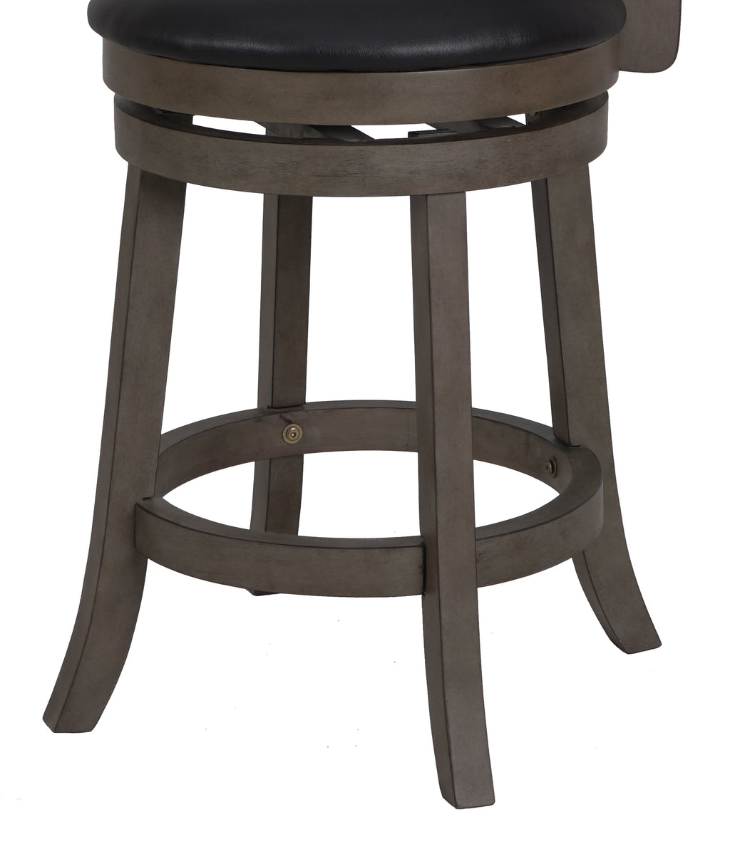 Manchester 24" Counter Stool w/Black PU Cushions-Gray
