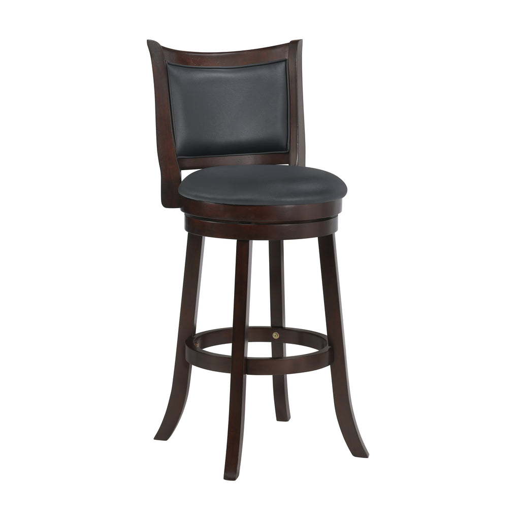Bristol 29" Bar Stool w/Black PU Cushions-Dk Brown