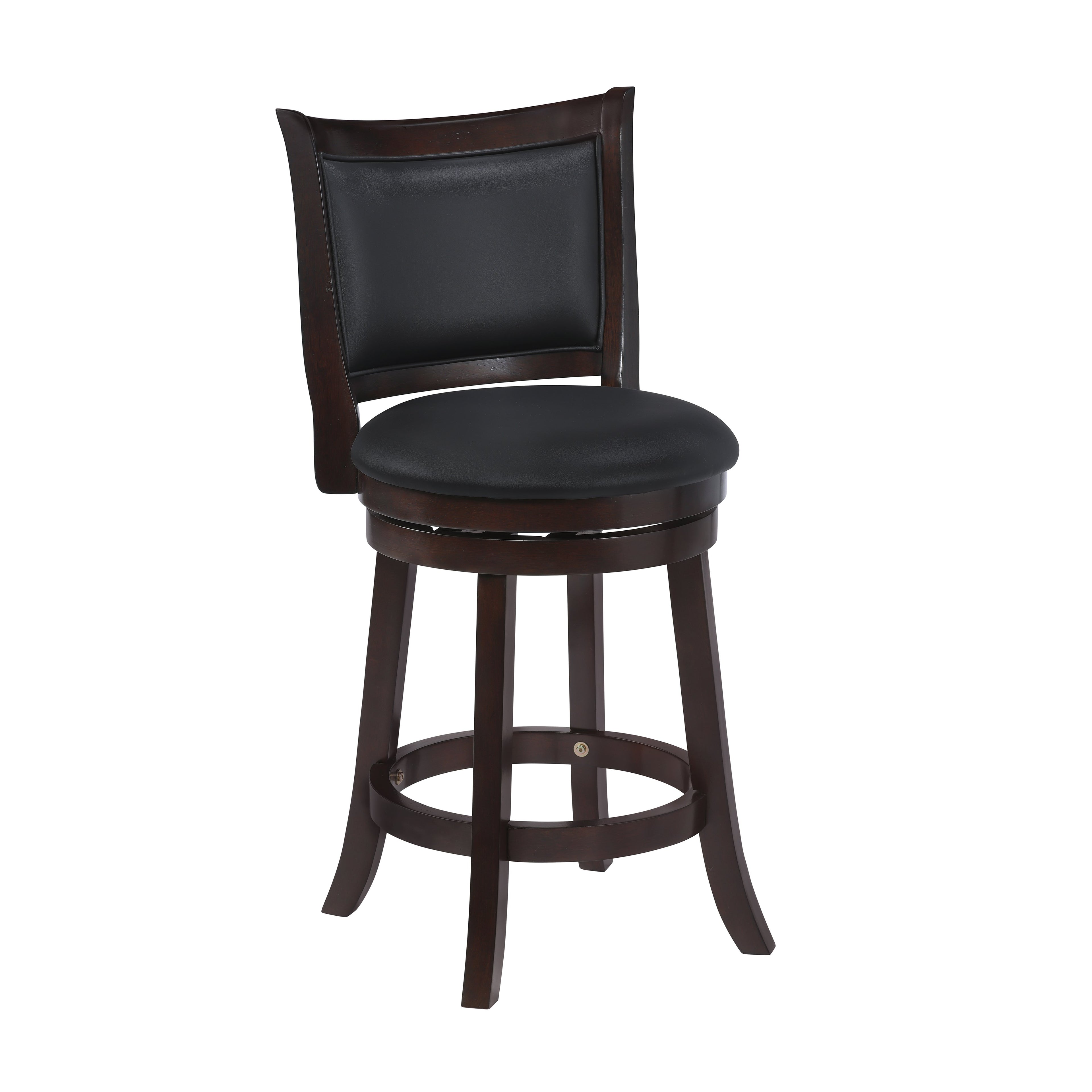 Bristol 24" Counter Stool w/Black PU Cushions-Dk. Brown