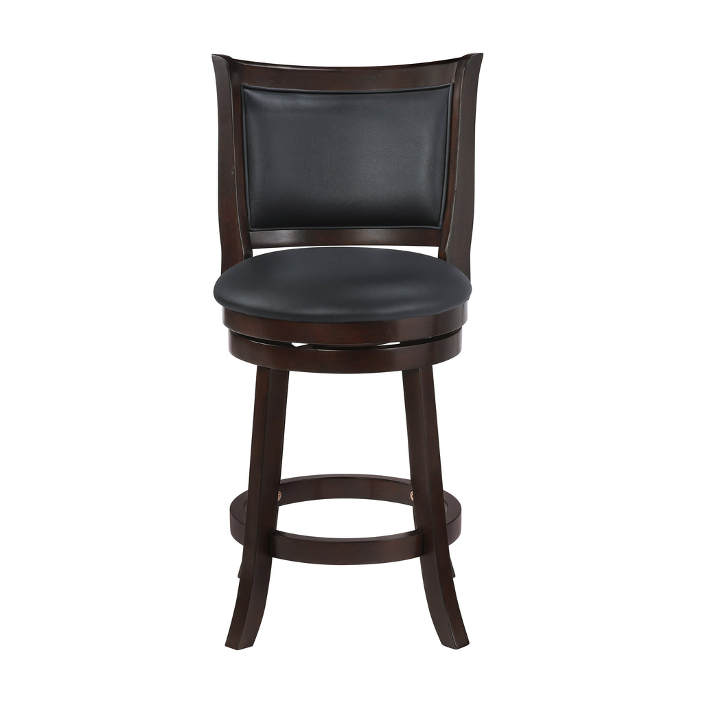 Bristol 24" Counter Stool w/Black PU Cushions-Dk. Brown