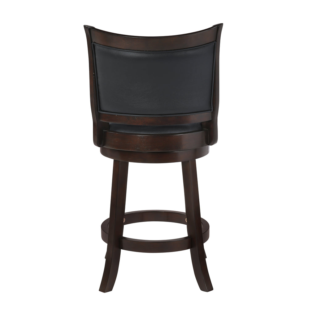 Bristol 24" Counter Stool w/Black PU Cushions-Dk. Brown