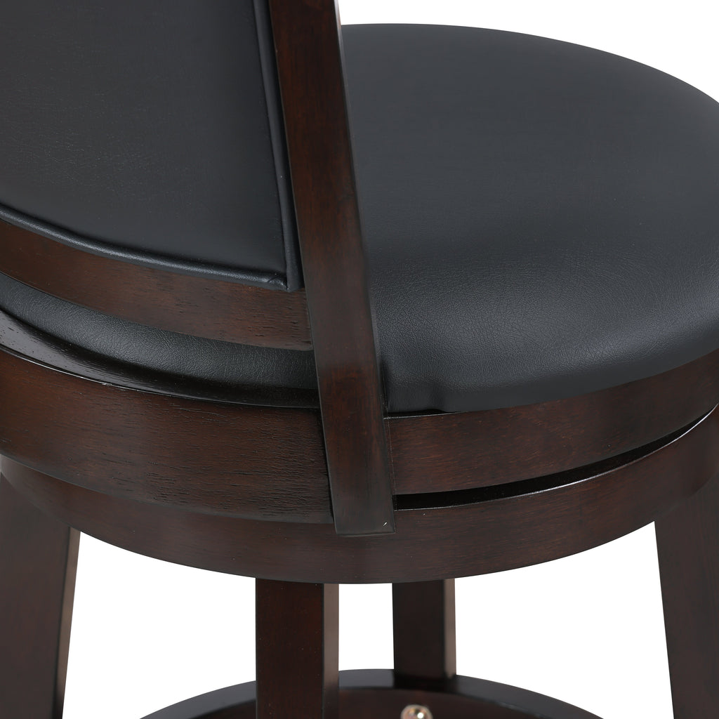 Bristol 24" Counter Stool w/Black PU Cushions-Dk. Brown