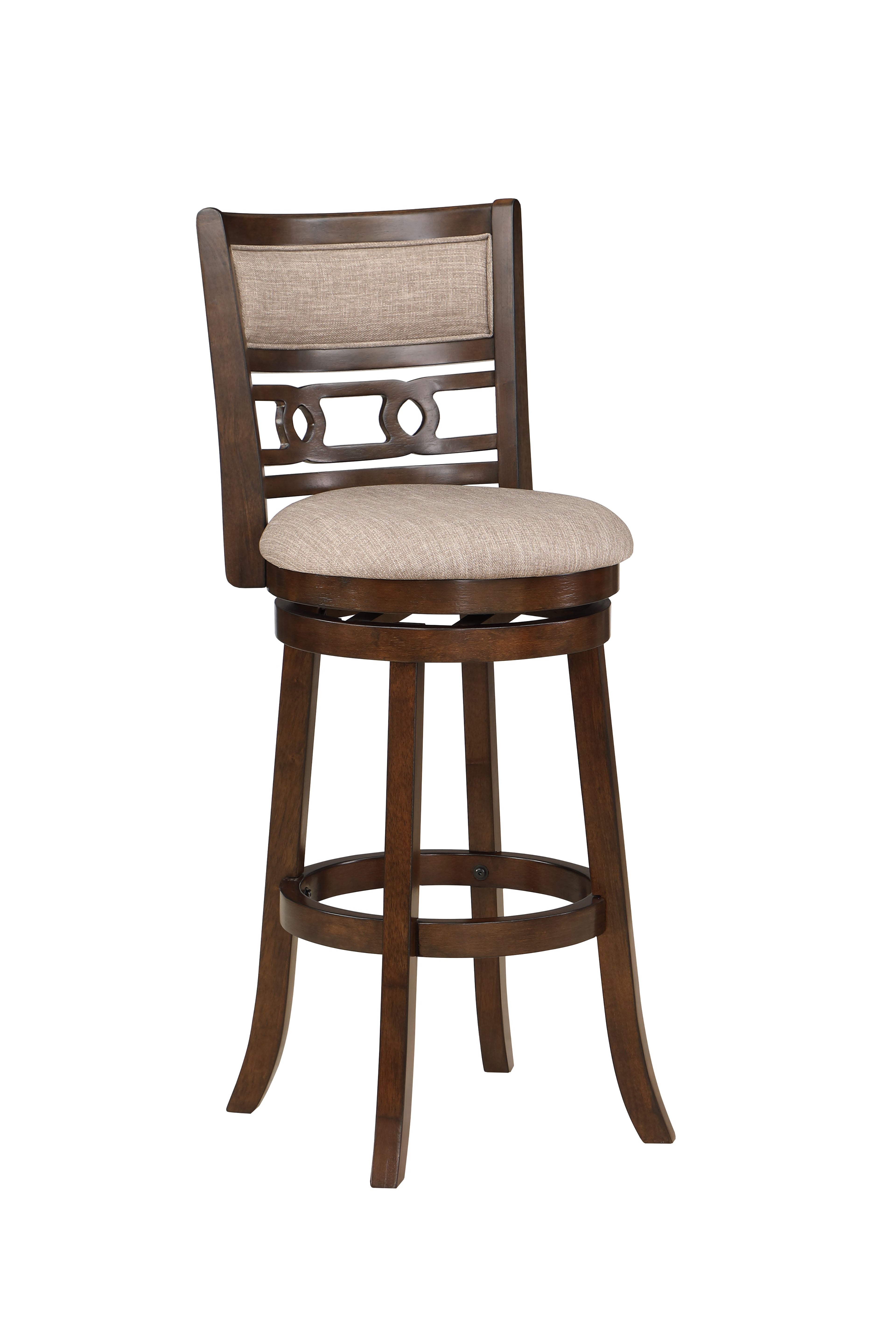 Gia 29" Swivel Barstool-Cherry w/Brown Fabric Seat