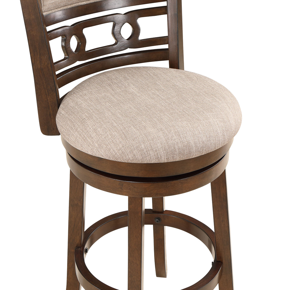 Gia 29" Swivel Barstool-Cherry w/Brown Fabric Seat