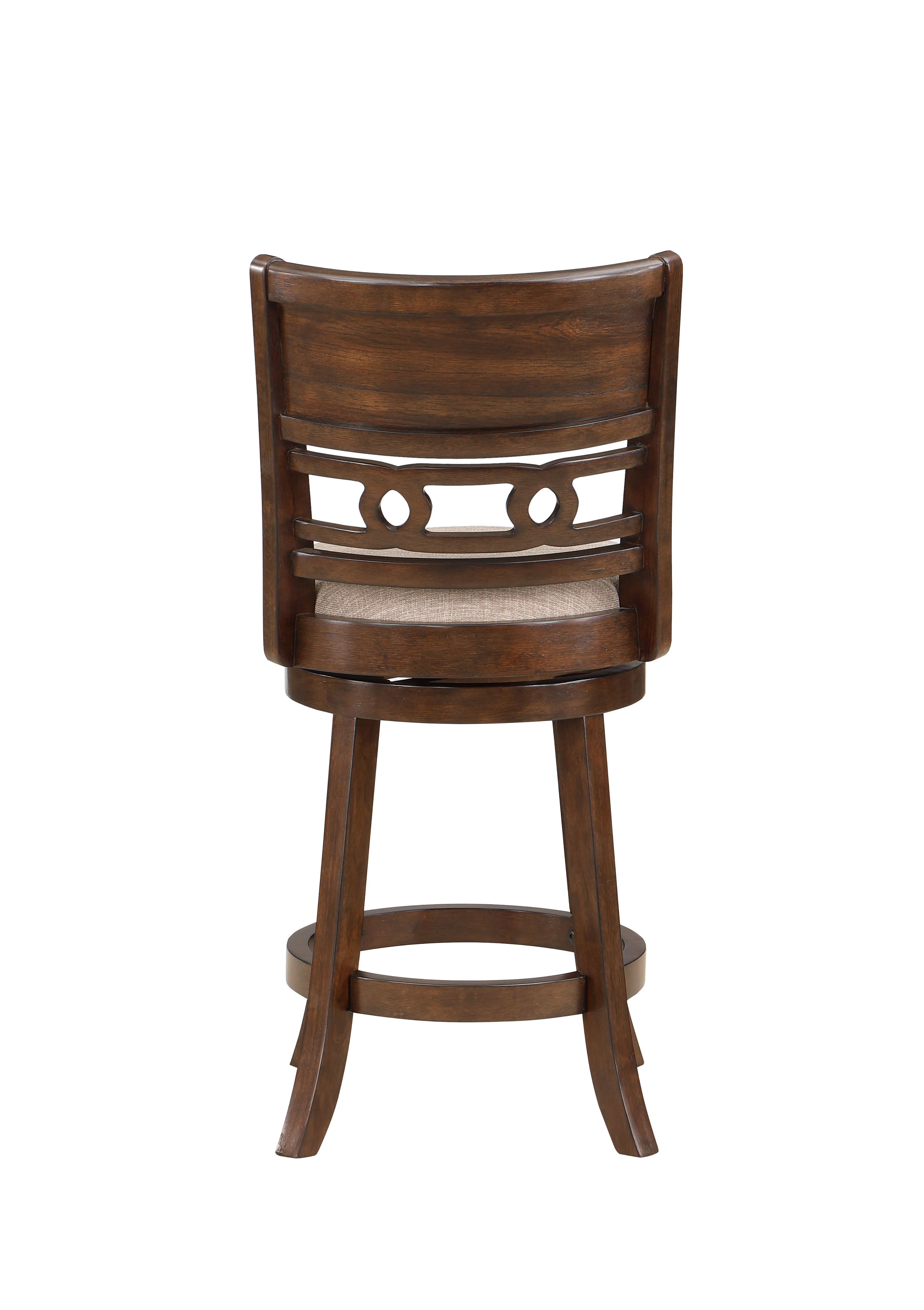 Gia 24" Swivel Counter Stool-Cherry w/Brown Fabric Seat