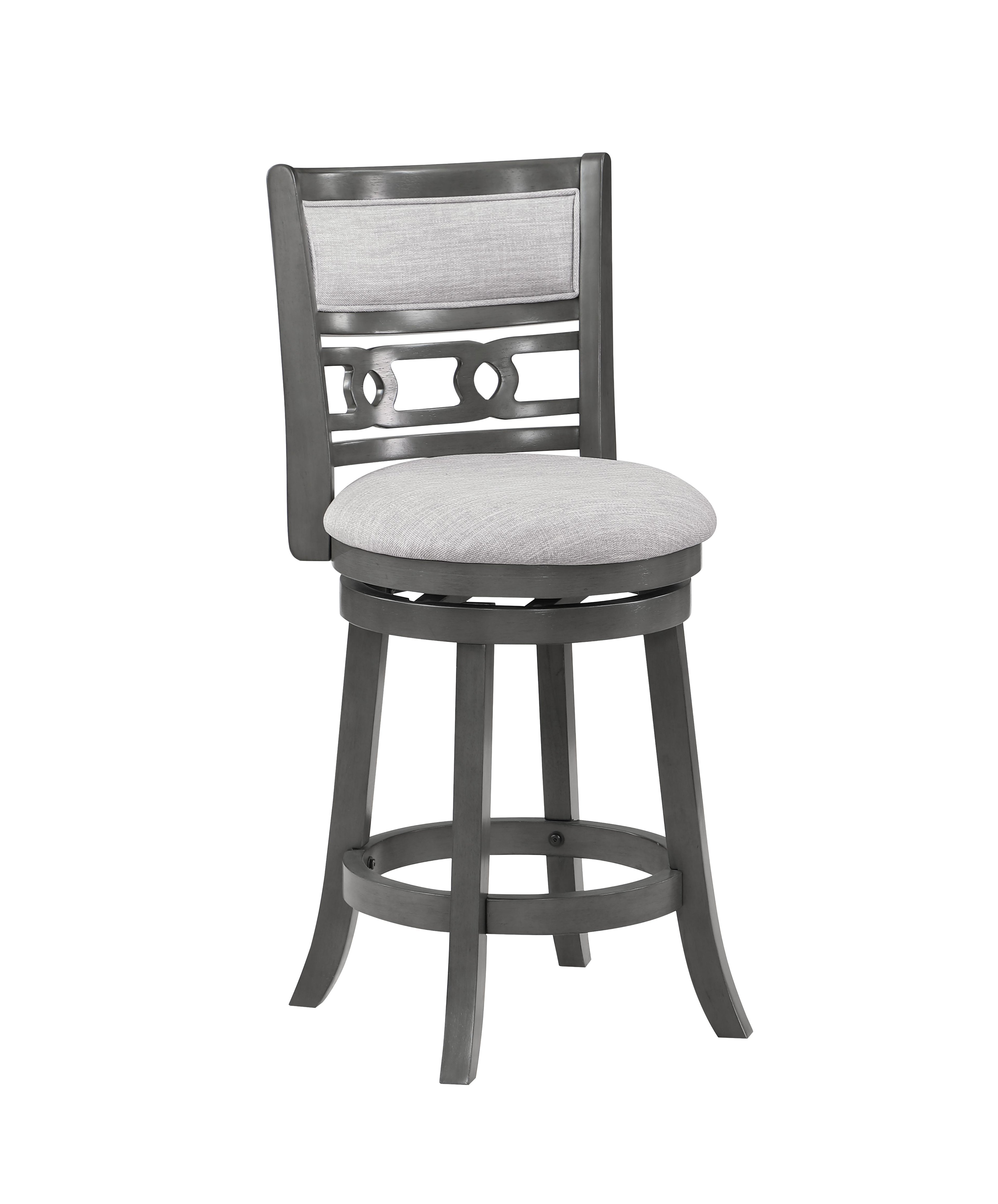 Gia 24" Swivel Counter Stool-Gray w/Gray Fabric Seat