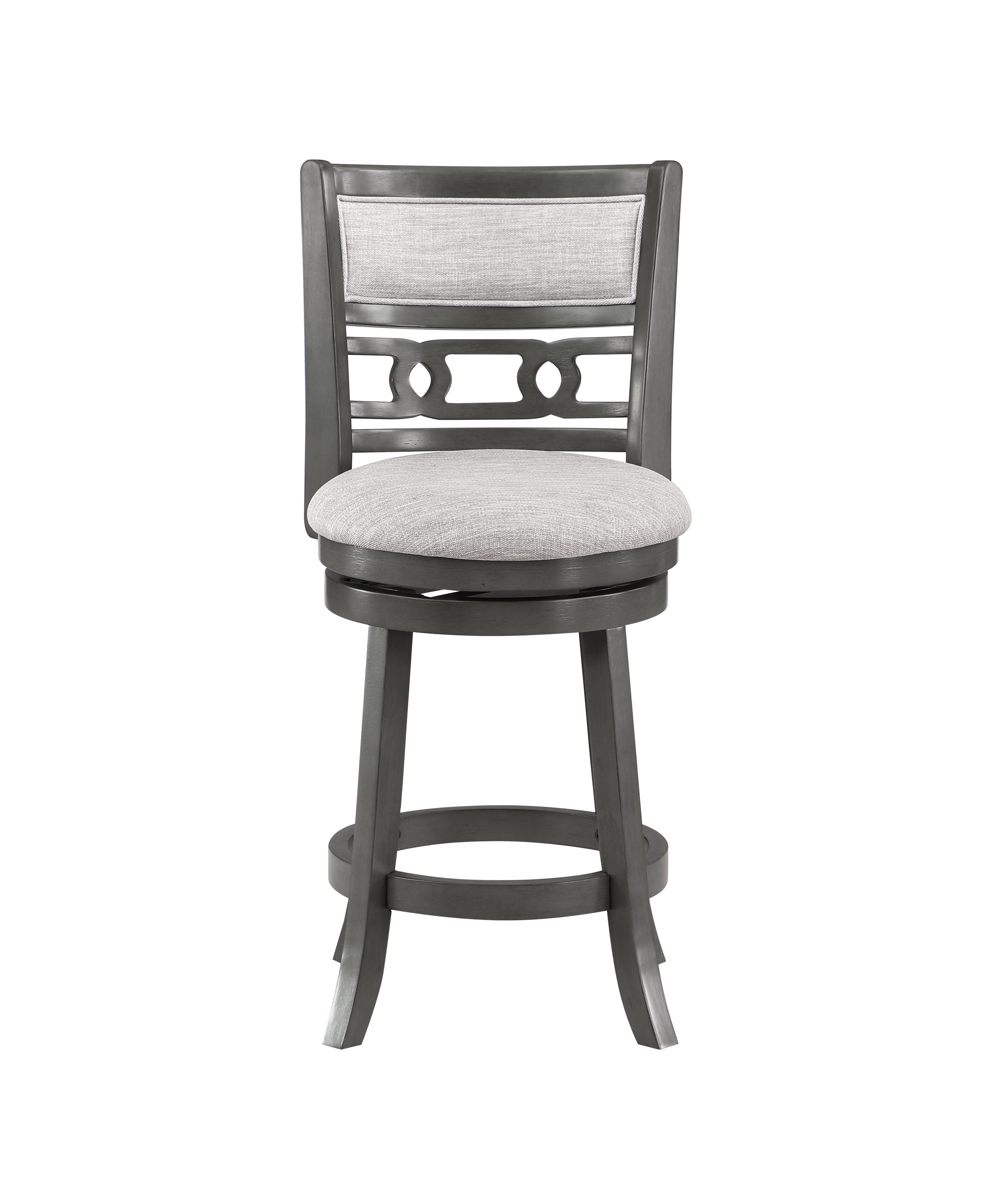 Gia 24" Swivel Counter Stool-Gray w/Gray Fabric Seat