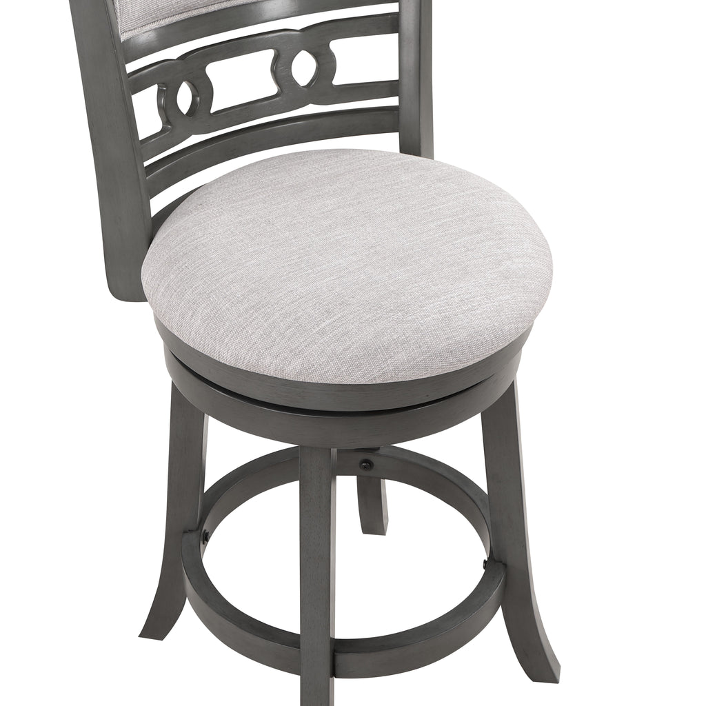 Gia 24" Swivel Counter Stool-Gray w/Gray Fabric Seat