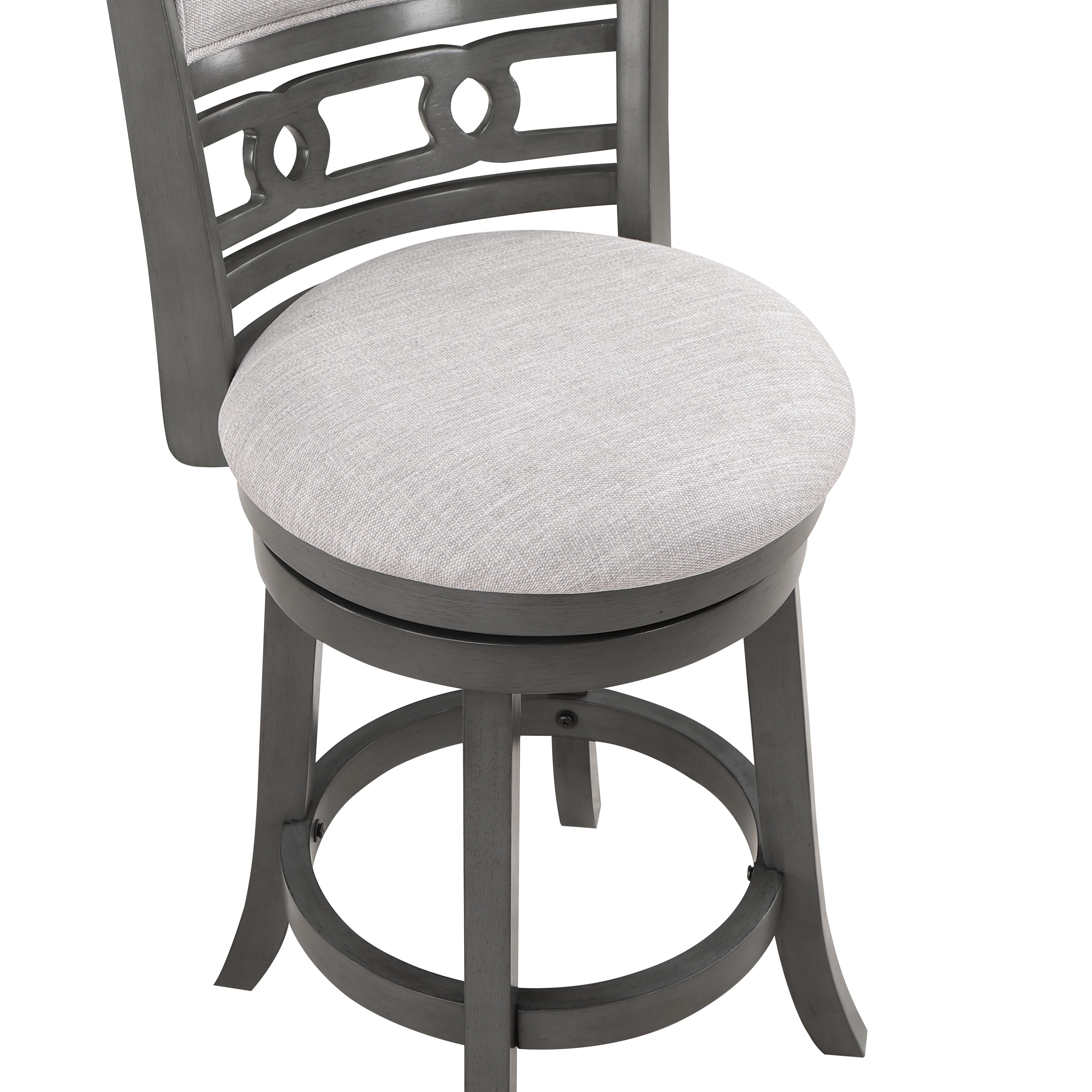 Gia 24" Swivel Counter Stool-Gray w/Gray Fabric Seat