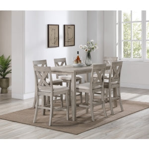 Prescott 7-Piece Counter Height Dining Set in light gray