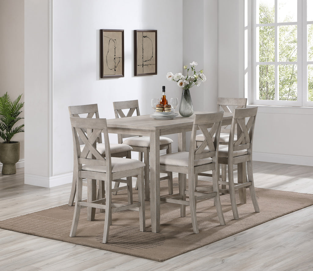 Prescott seven-piece counter-height set staged view