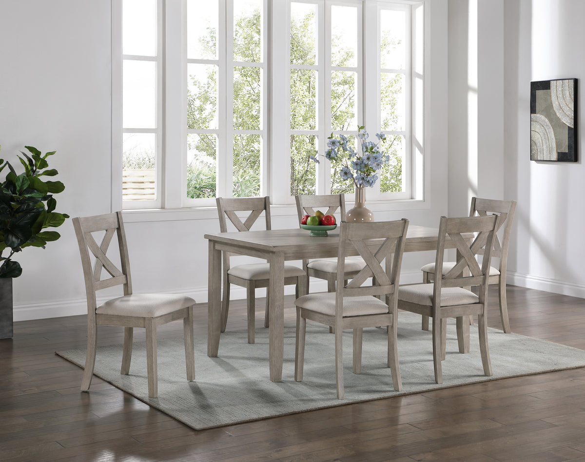 Prescott seven-piece dining set staged view