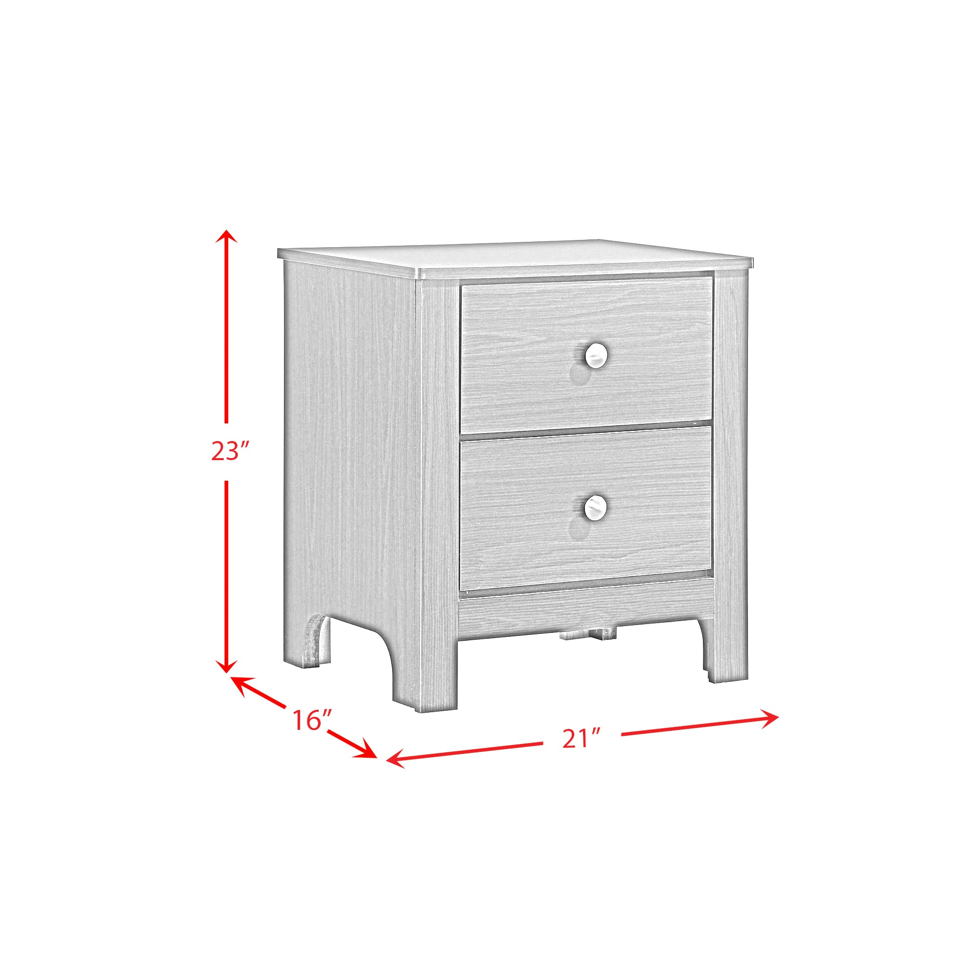Sami Youth 2-Drawer Nightstand In Grey