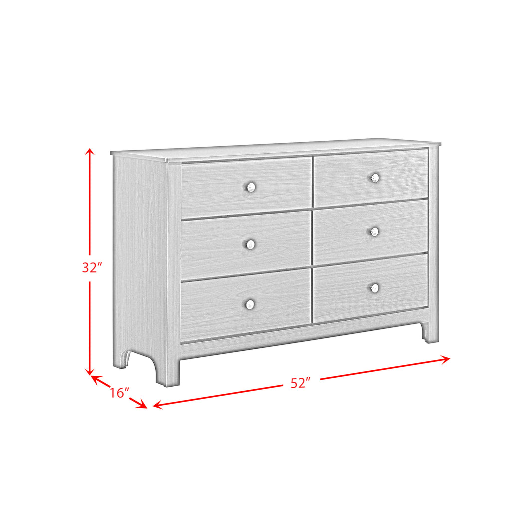 Sami Youth 6-Drawer Dresser In Grey
