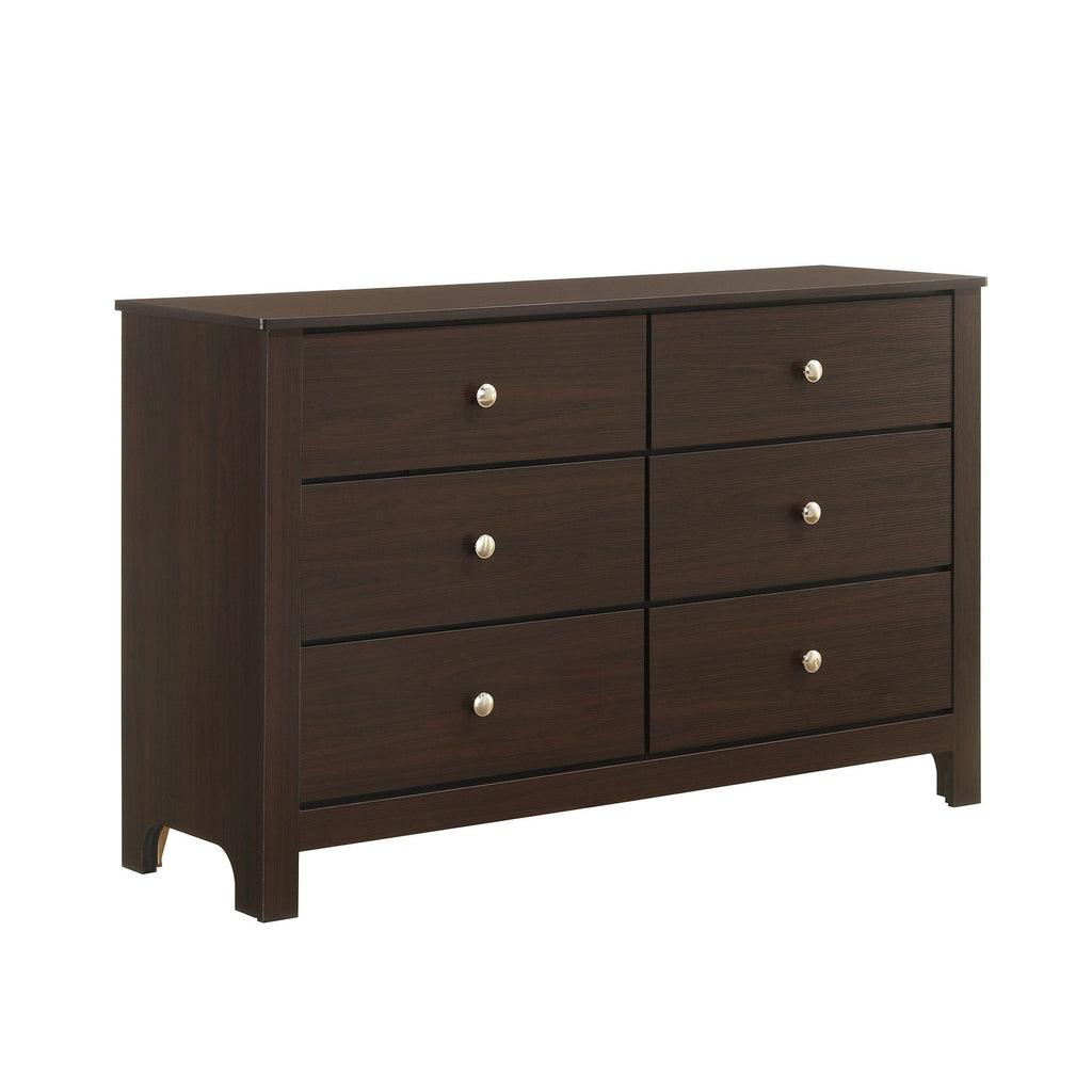 Sami Youth 6-Drawer Dresser In Espresso