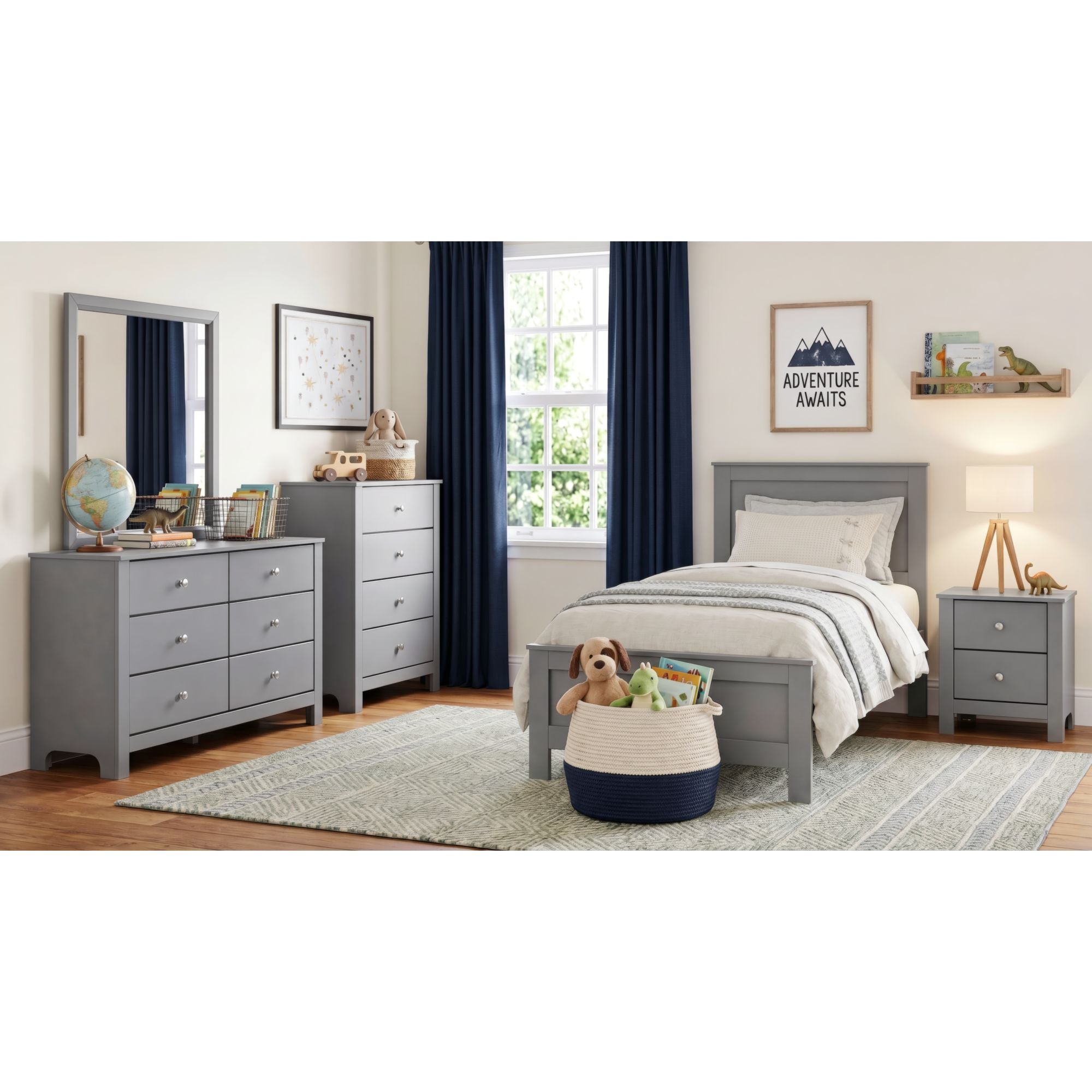 Sami Youth 6-Drawer Dresser In Grey