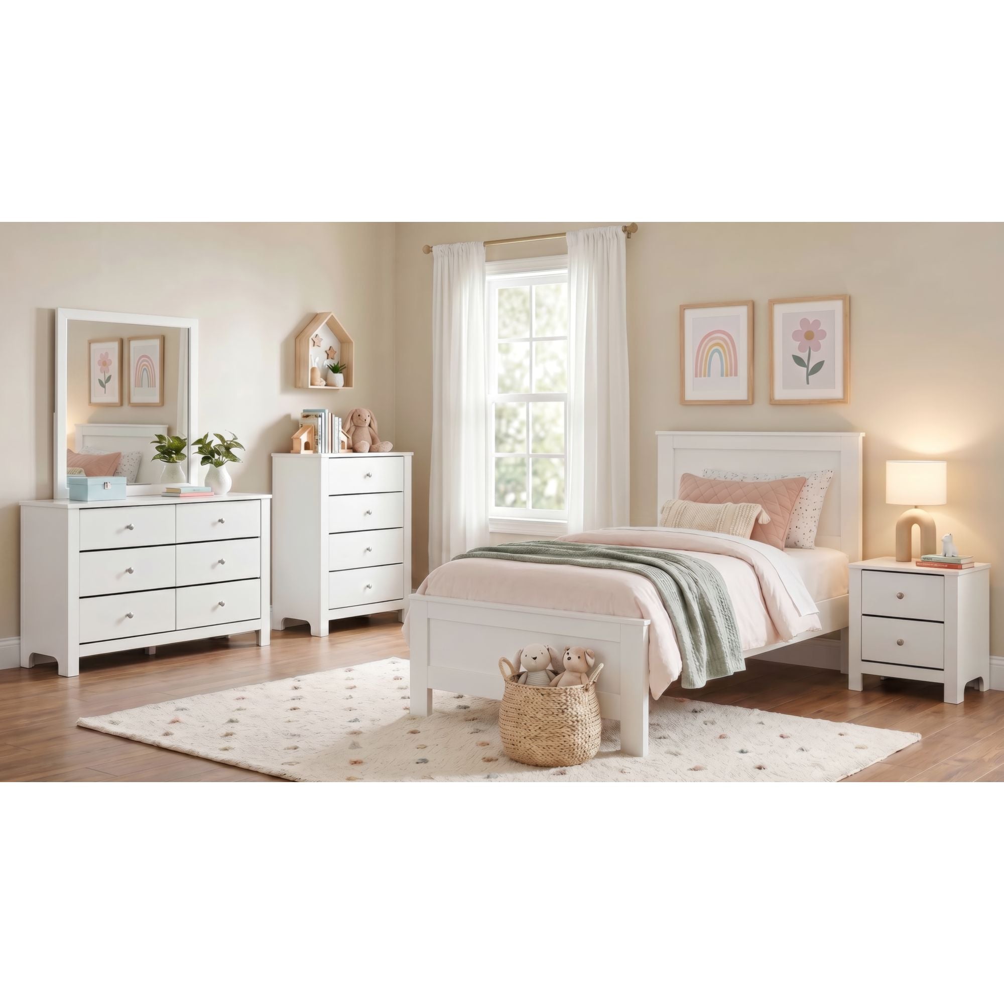 Sami Youth 6-Drawer Dresser In White