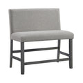 Seneca Counter Bench With Upholstered Back And Grey Fabric In Grey