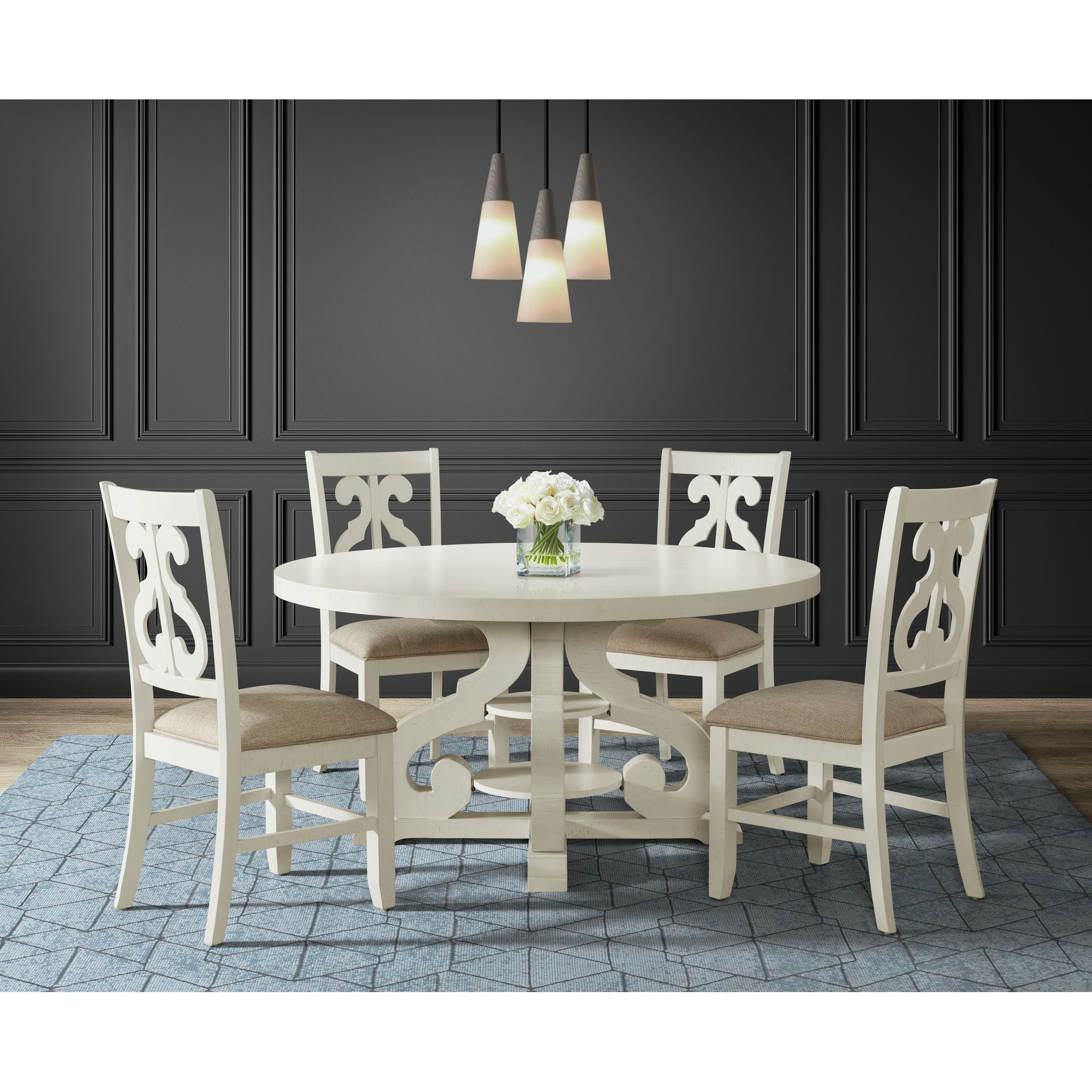 Stone Round Dining Table w/PU Base In White