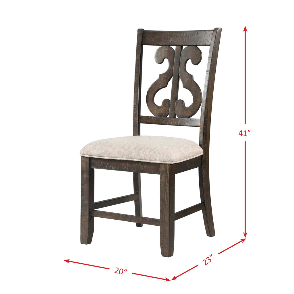 Stone Wooden Swirl Back Side Chair (2 Per Pack)