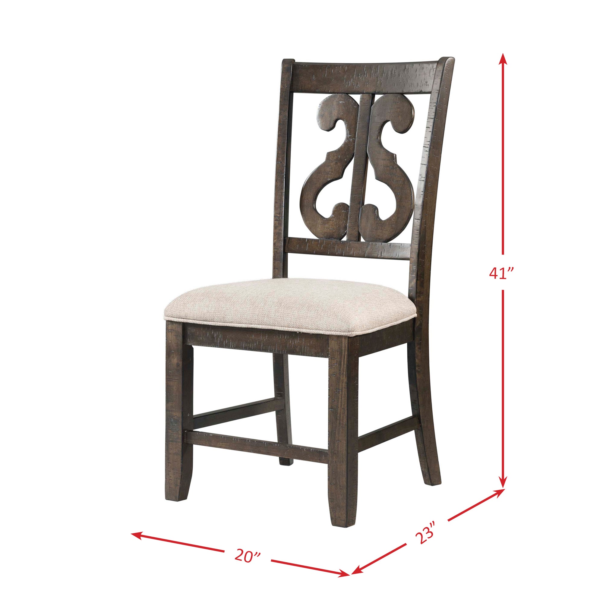 Stone Wooden Swirl Back Side Chair (2 Per Pack)