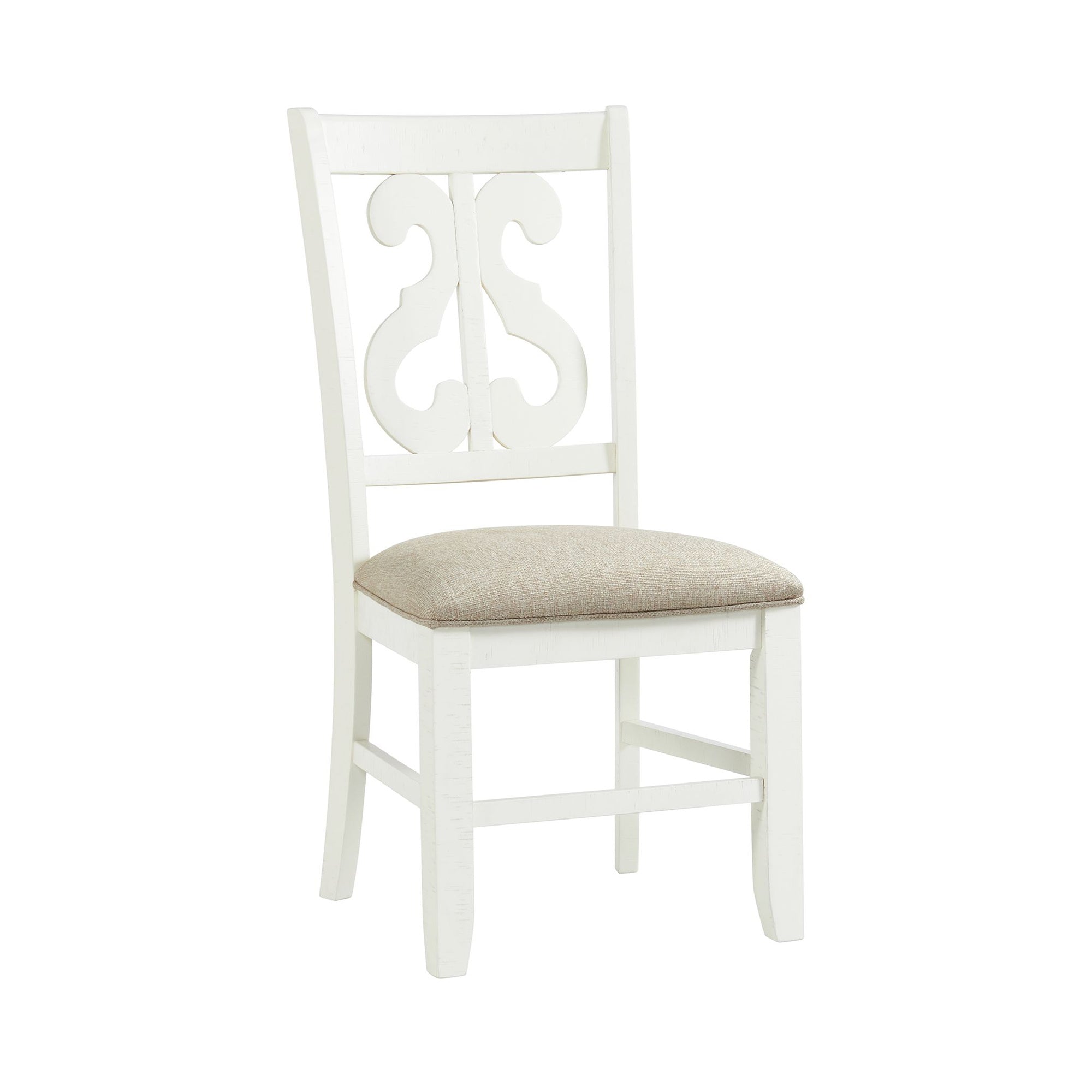 Stone Wooden Swirl Back Side Chair In White (2 Per Pack)