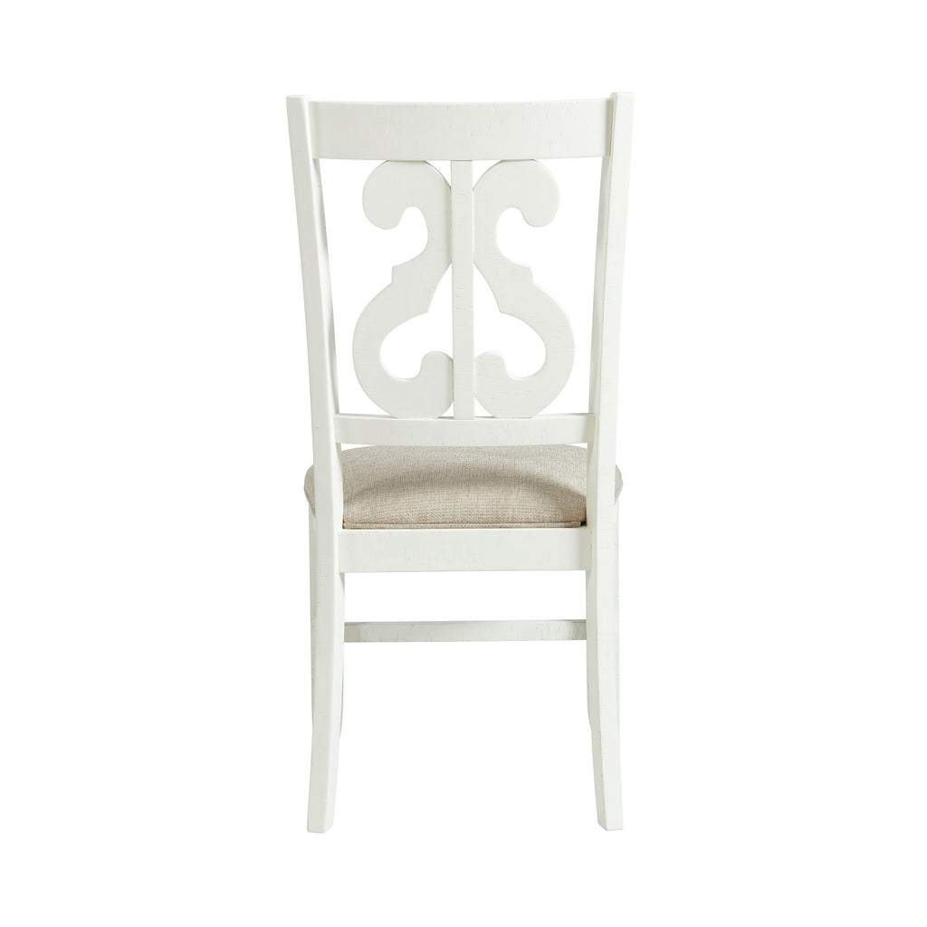 Stone Wooden Swirl Back Side Chair In White (2 Per Pack)