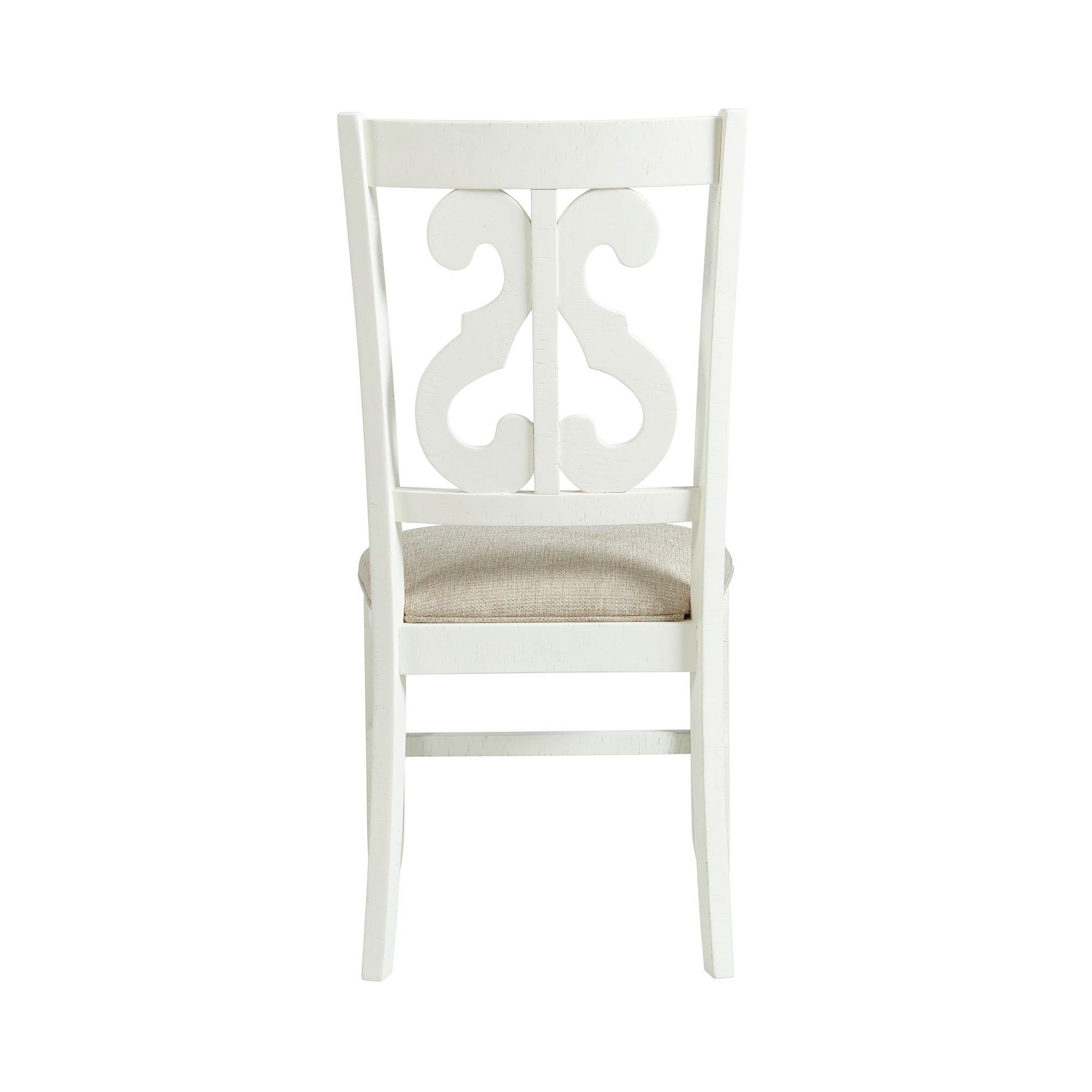 Stone Wooden Swirl Back Side Chair In White (2 Per Pack)