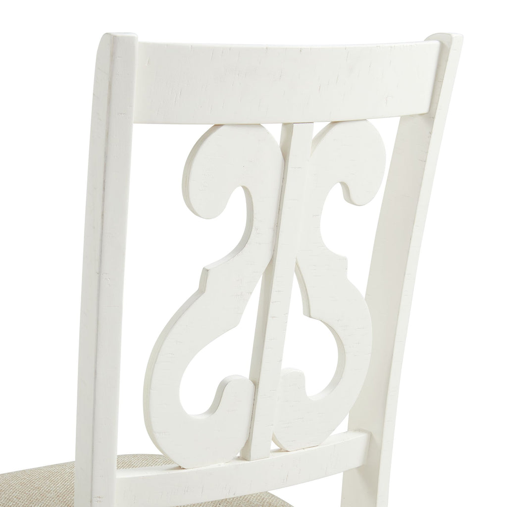 Stone Wooden Swirl Back Side Chair In White (2 Per Pack)