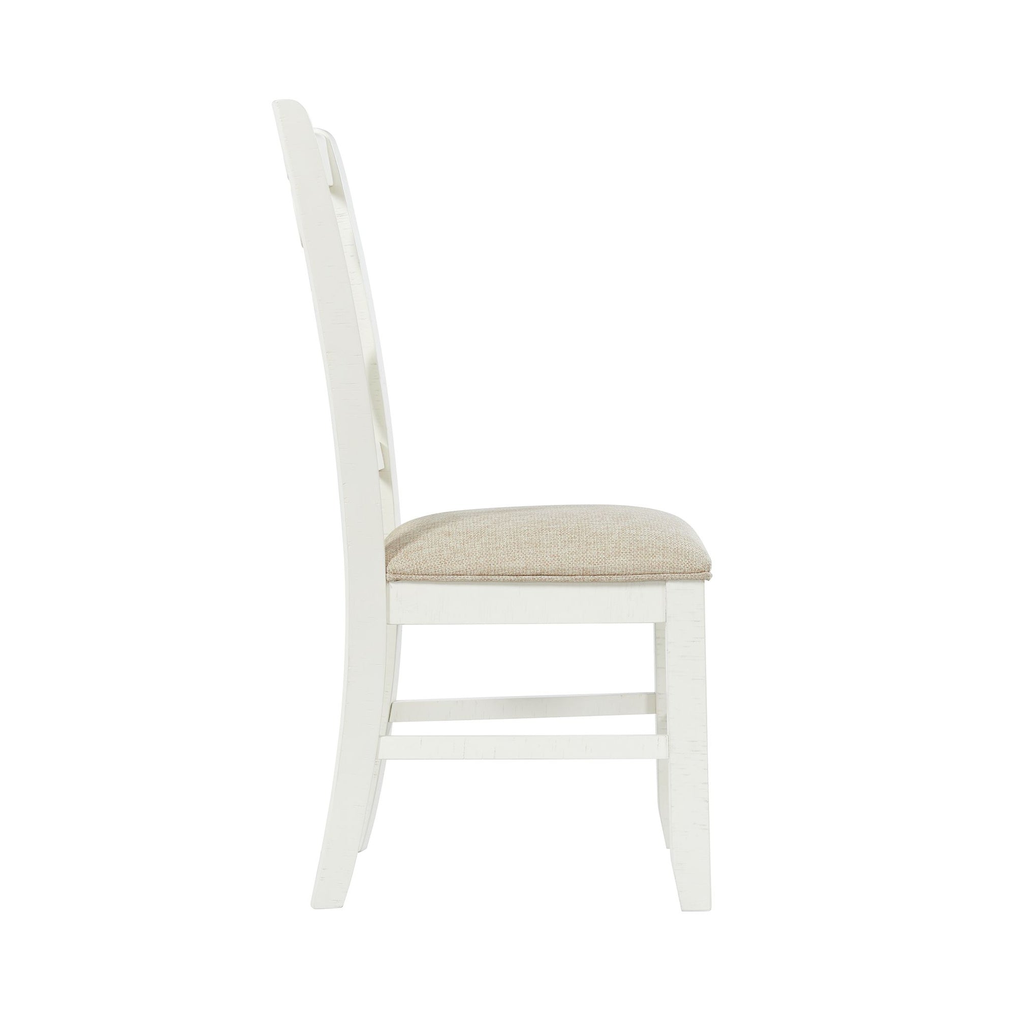 Stone Wooden Swirl Back Side Chair In White (2 Per Pack)