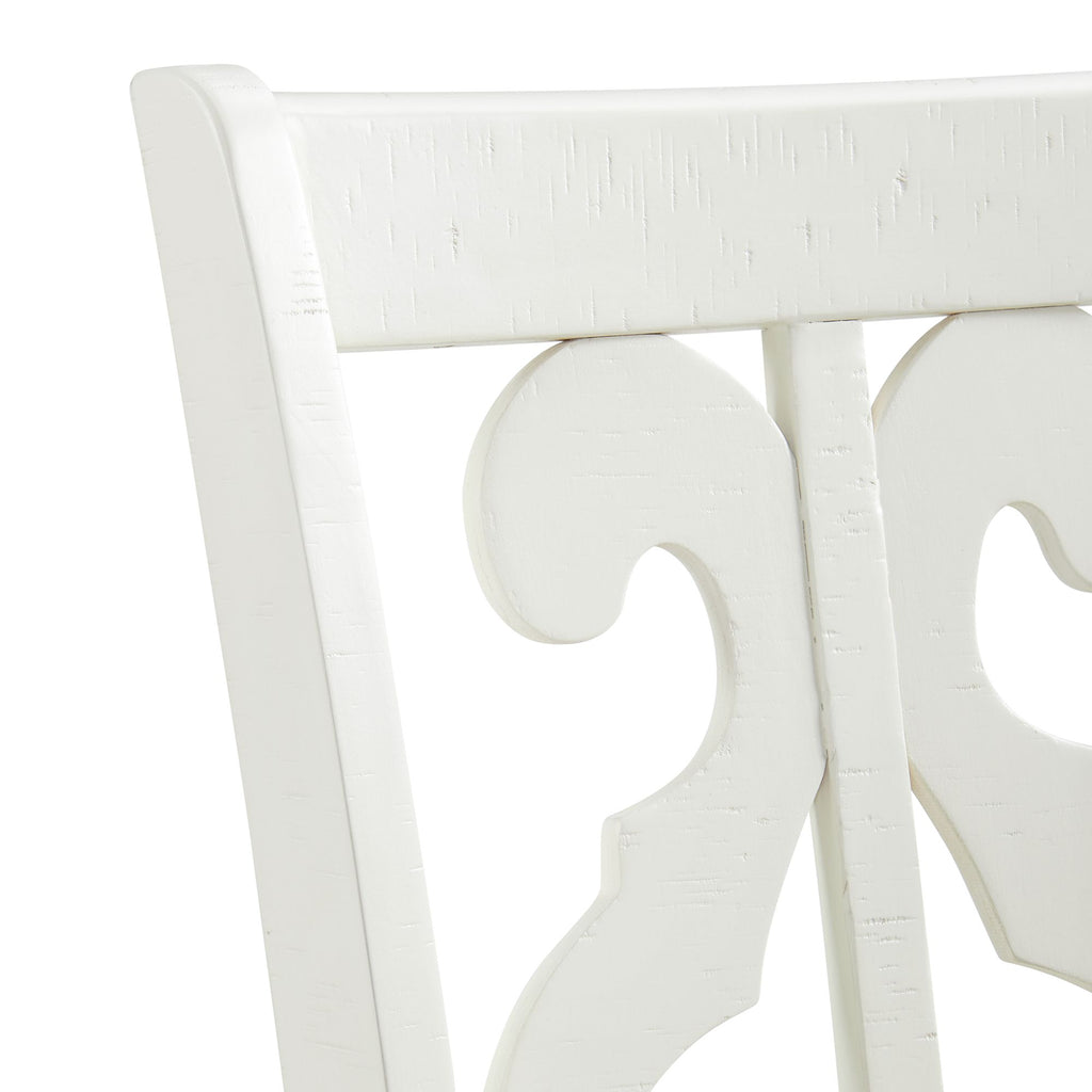 Stone Wooden Swirl Back Side Chair In White (2 Per Pack)
