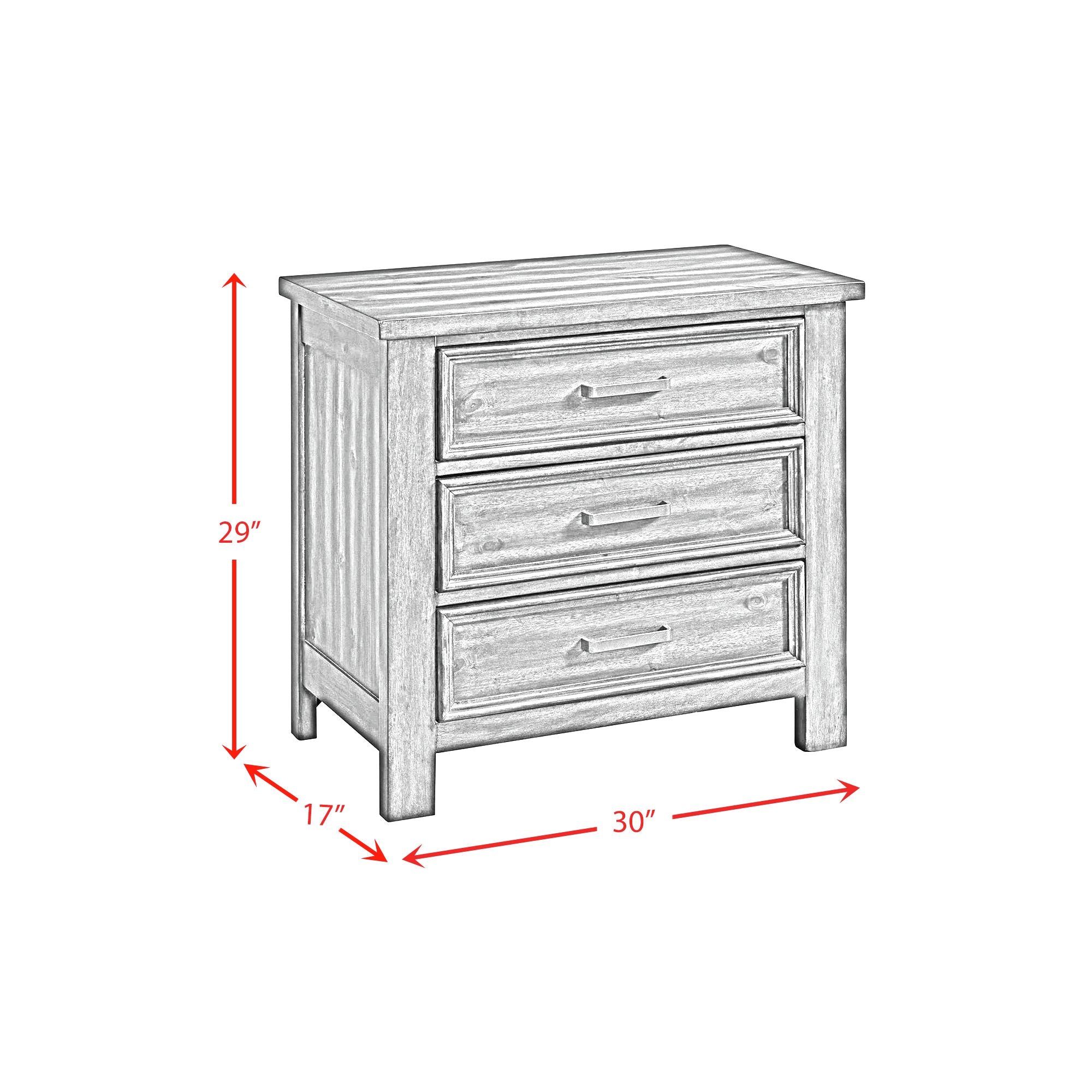 Sullivan 3-Drawer Nightstand In Rich Cherry