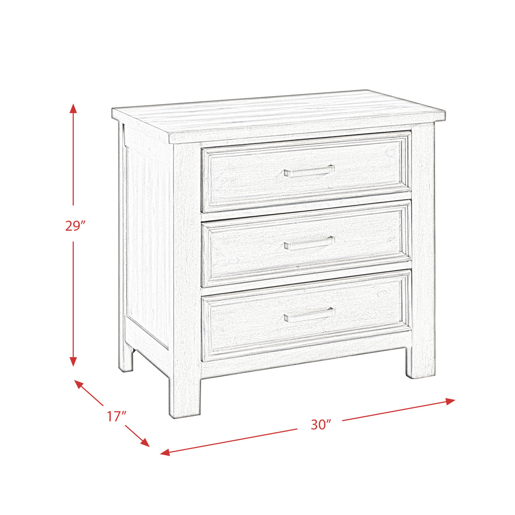 Sullivan 3-Drawer Nightstand In Drift Grey