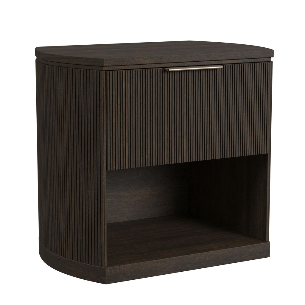 Sylvie 1-Drawer Nightstand With Touch Light In Dark Brown Led