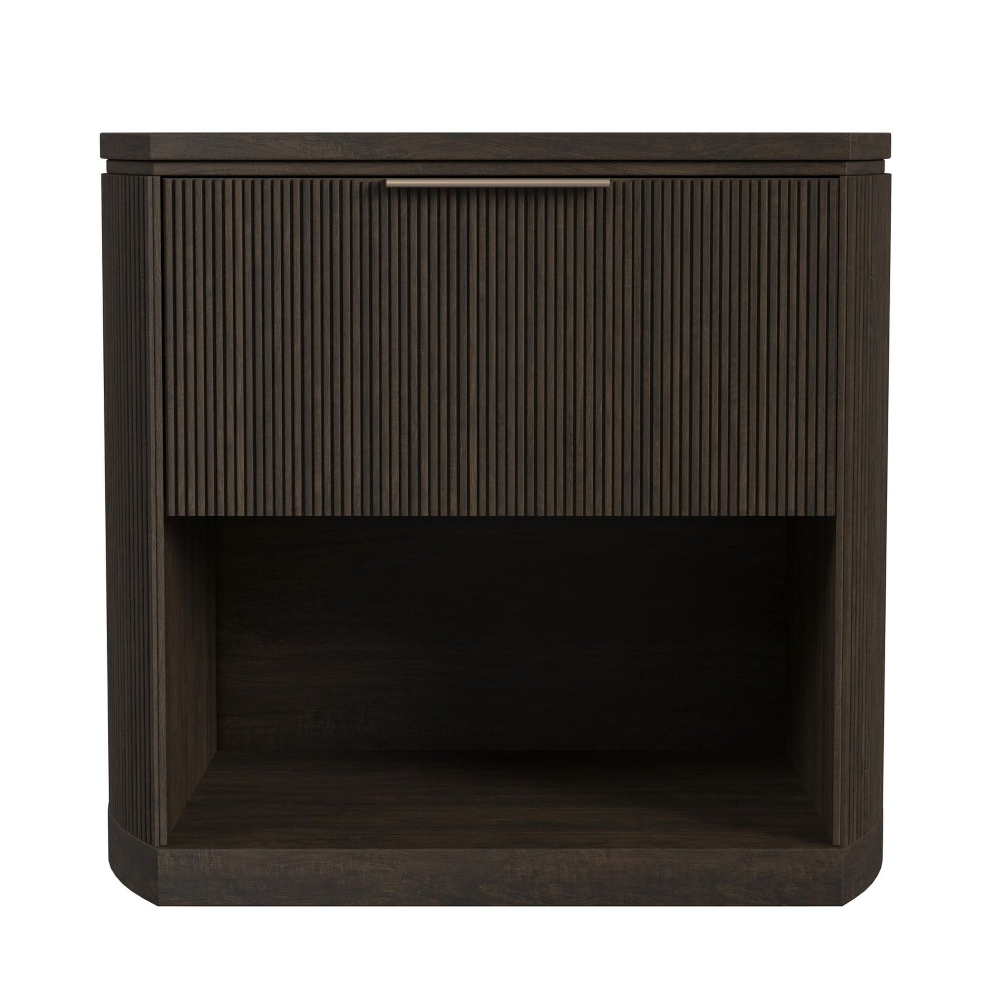Sylvie 1-Drawer Nightstand With Touch Light In Dark Brown Led